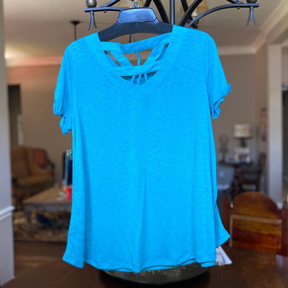 Teal Shirt with Back Cutout